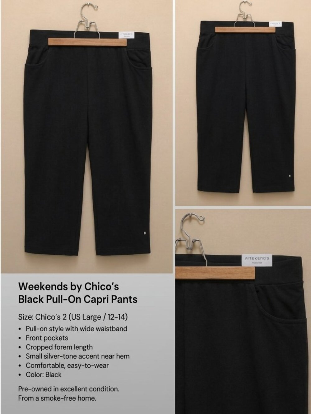 **Weekends by Chico’s Black Pull-On Capri Pants**